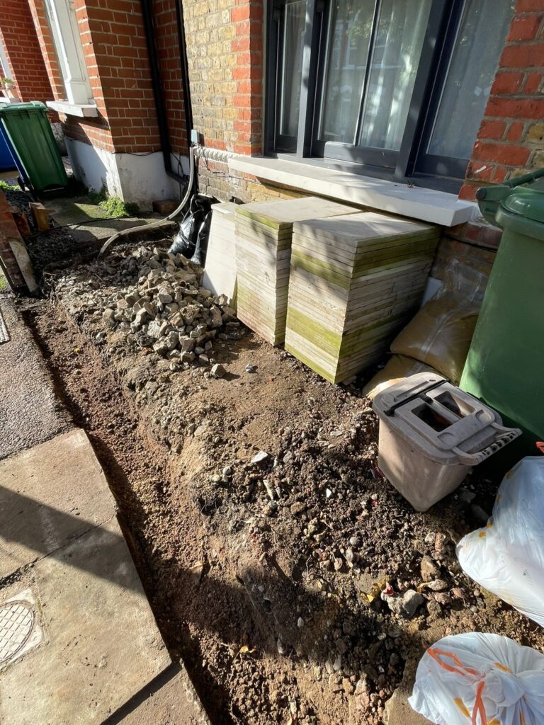 Old front yard wall before demolition in Peckham SE15, London