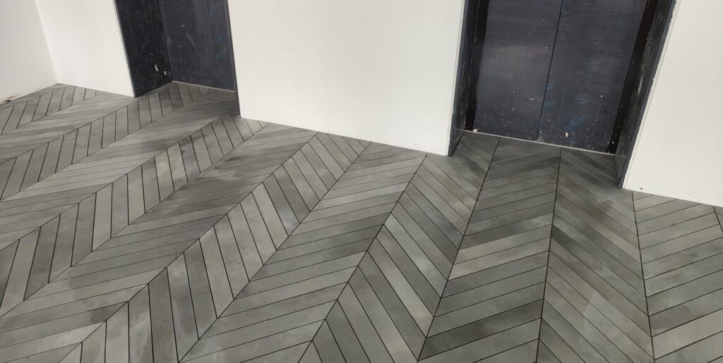 Selection of durable porcelain and ceramic tiles for commercial spaces