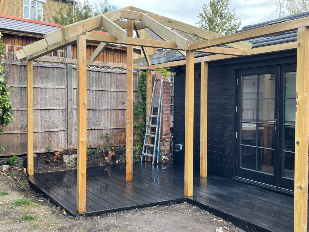 Installing final details on patio in West Norwood SE27, London