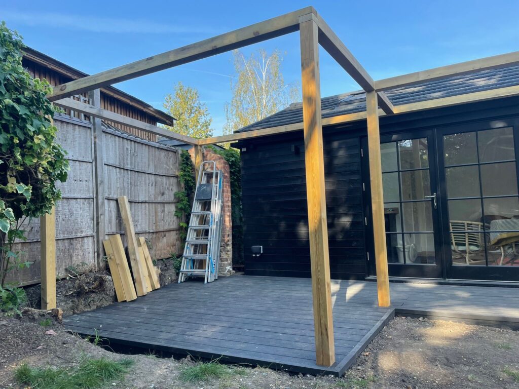 Clearing the site for patio construction in West Norwood SE27, London